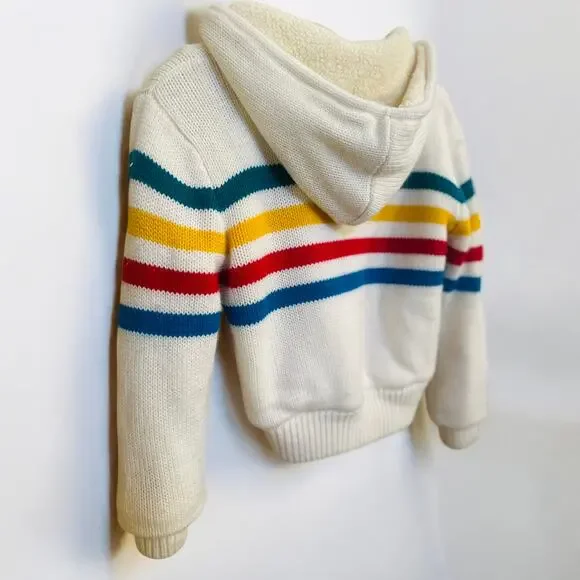Vintage 80s DHE Sherpa-Lined Hooded Sweater Jacket – Size: Adult M - Picture 6 of 7